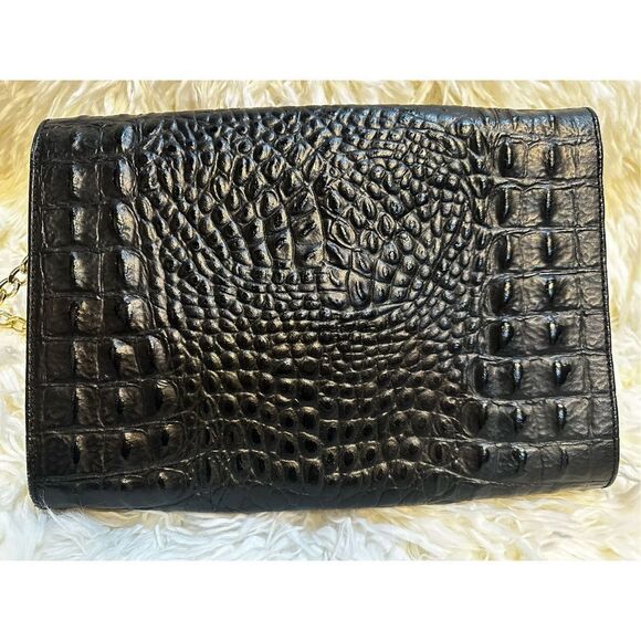 Courage. b Black crocodile Leather Shoulder Bag or Clutch with Removable Strap - Picture 2 of 10